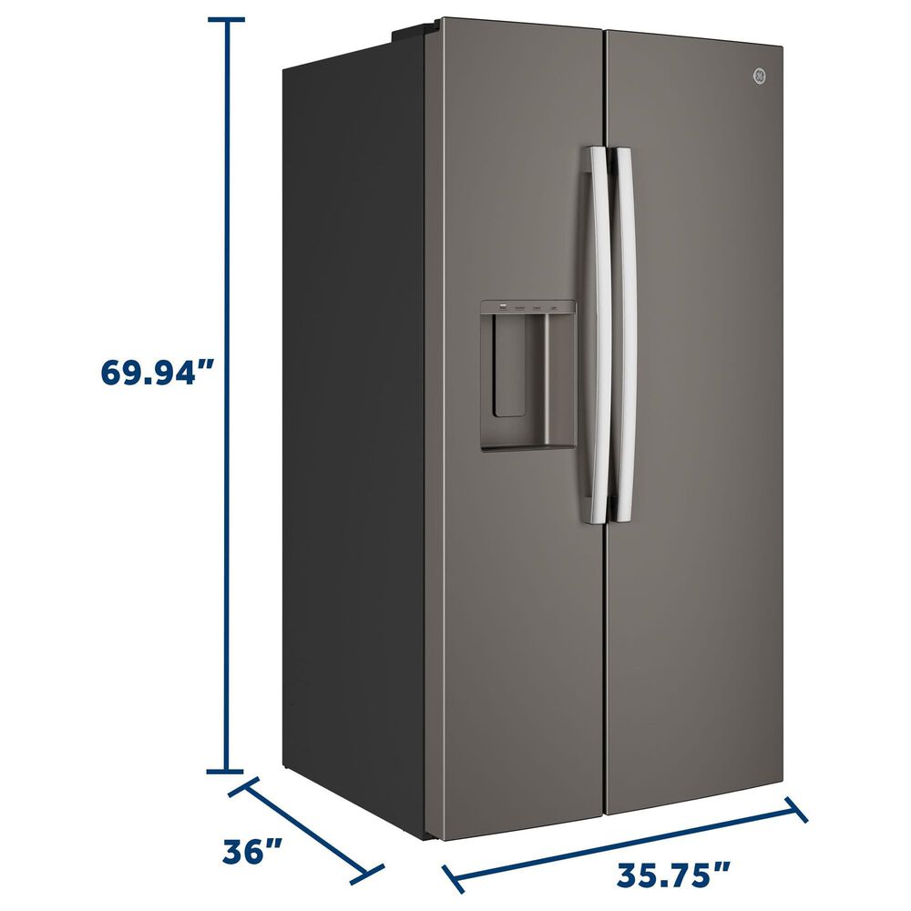 GE Appliances 28 Cu. Ft. Side-By-Side Refrigerator with Extra Tall Dispenser and In-Door Icemaker in Fingerprint Resistant Slate, , large