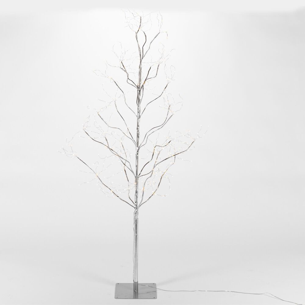The Gerson Company 5" PVC Wrapped Christmas Tree with LED Lights in Silver, , large