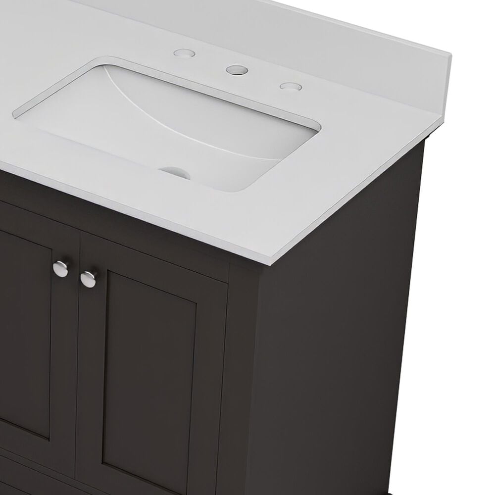 Lexora Home Dukes 60" Double Bathroom Vanity in Espresso with 2 cm White Quartz Top and Rectangular Sinks, , large