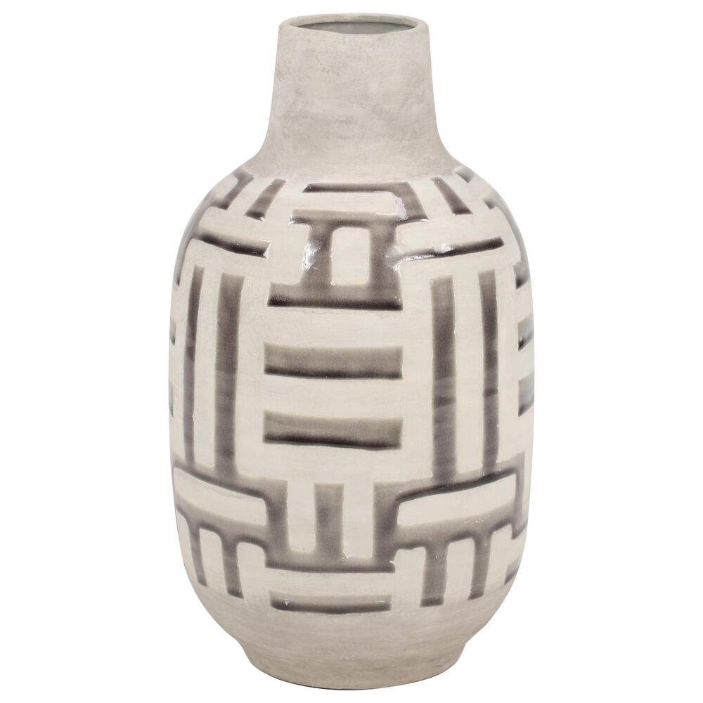 Maple and Jade 8" x 15" Contemporary Ceramic Vase in Grey, , large