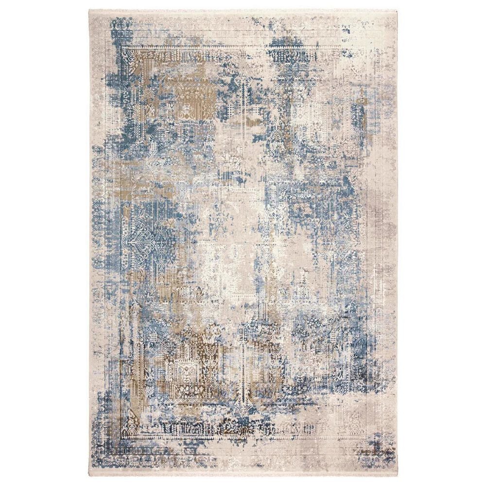 Feizy Cadiz 3890F 13" x 20" Blue and Gray Area Rug, , large