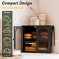 HOMLUX Small Slat Arch-Door Bread Box in Black, , large