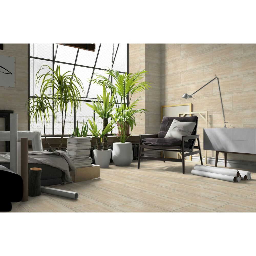 Emser Jargon Beige Strata 24" x 48" Glazed Porcelain Tile, , large