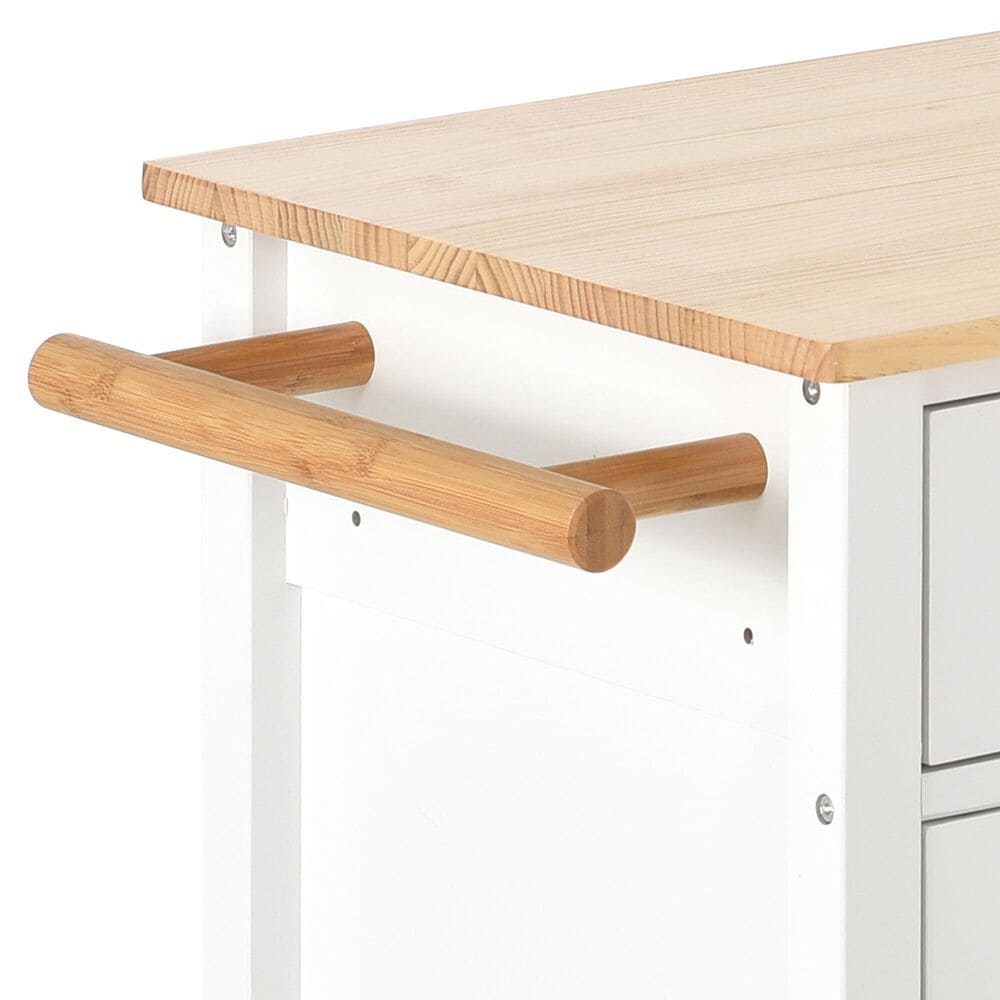 HOMLUX 54" Kitchen Island Cart with Solid Wood Top and Locking Wheels in White, , large