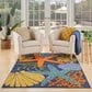 Nourison Aloha ALH24 7"10" x 10"6" Navy and Multicolor Indoor/Outdoor Area Rug, , large