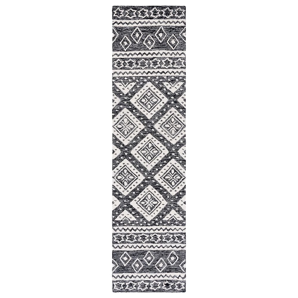 Safavieh Micro-Loop Southwestern 2"3" x 9" Black and Ivory Runner, , large
