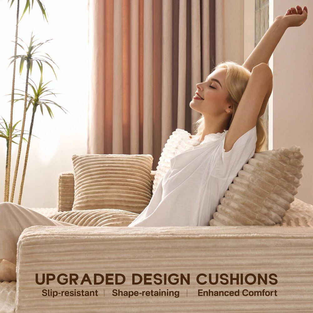 HOMLUX 134.6" Sectional Sofa with High Density Foam in Beige, , large