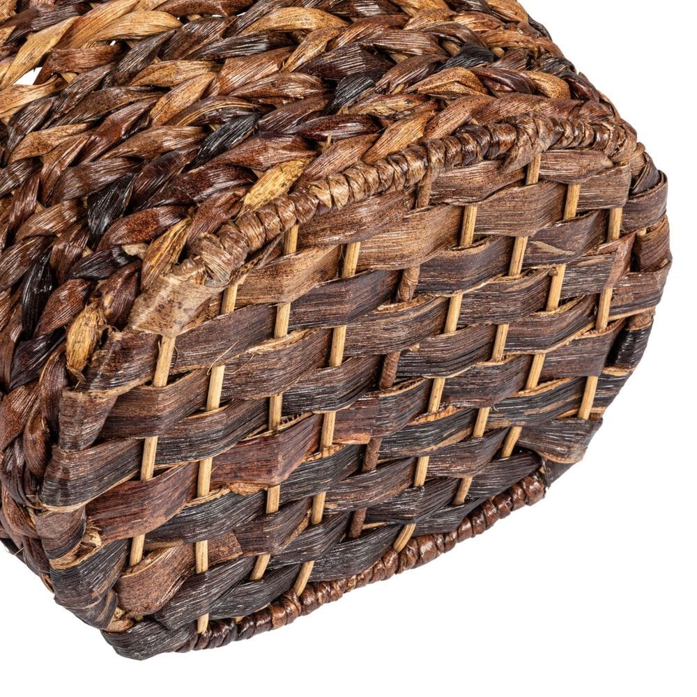 Creative Coop Braided Bankuan Toilet Paper Basket with Wood Handle in Dark Brown, , large
