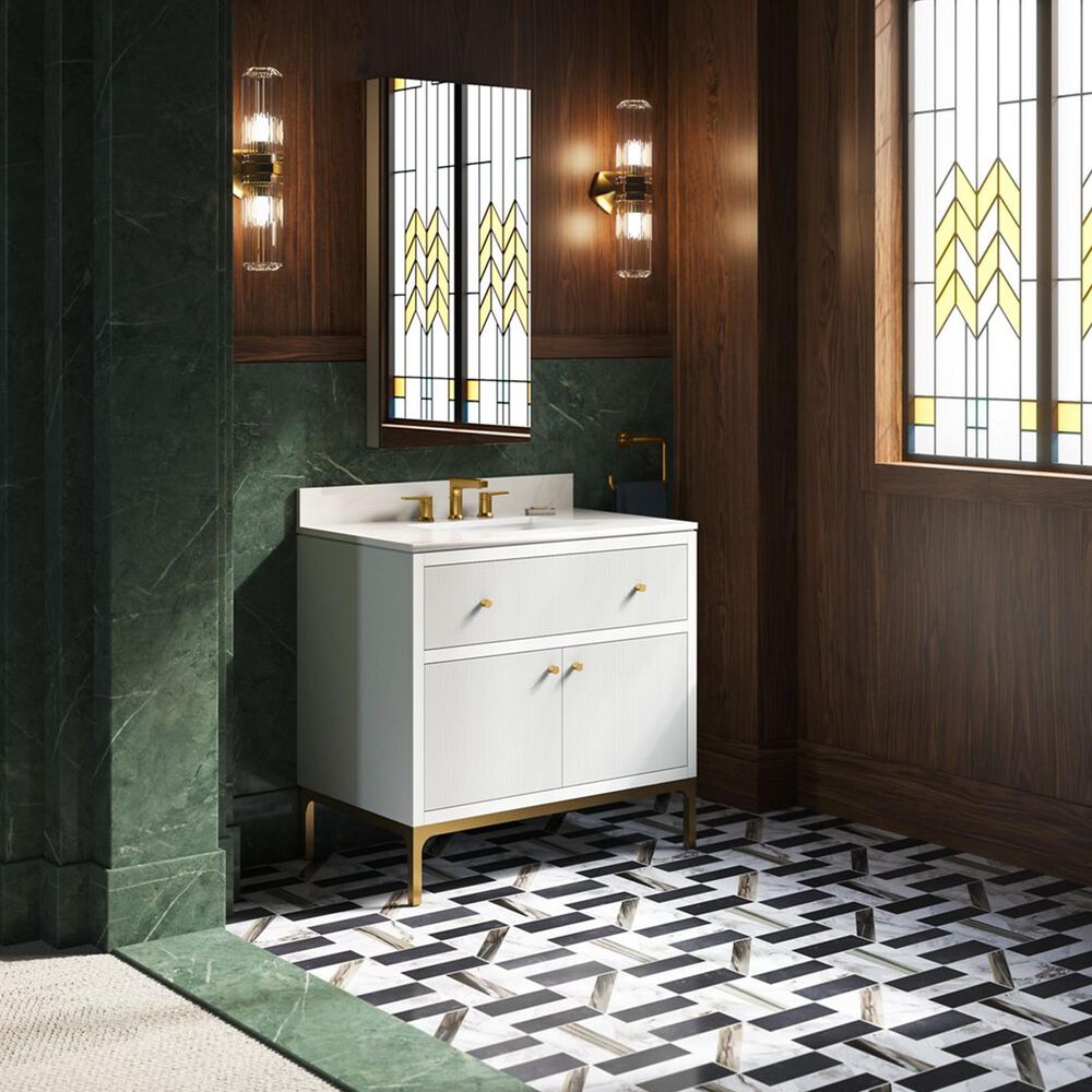 Kohler Calpa 36" Single Bathroom Vanity in White with 2 cm White Quartz Top and Rectangular Sink, , large