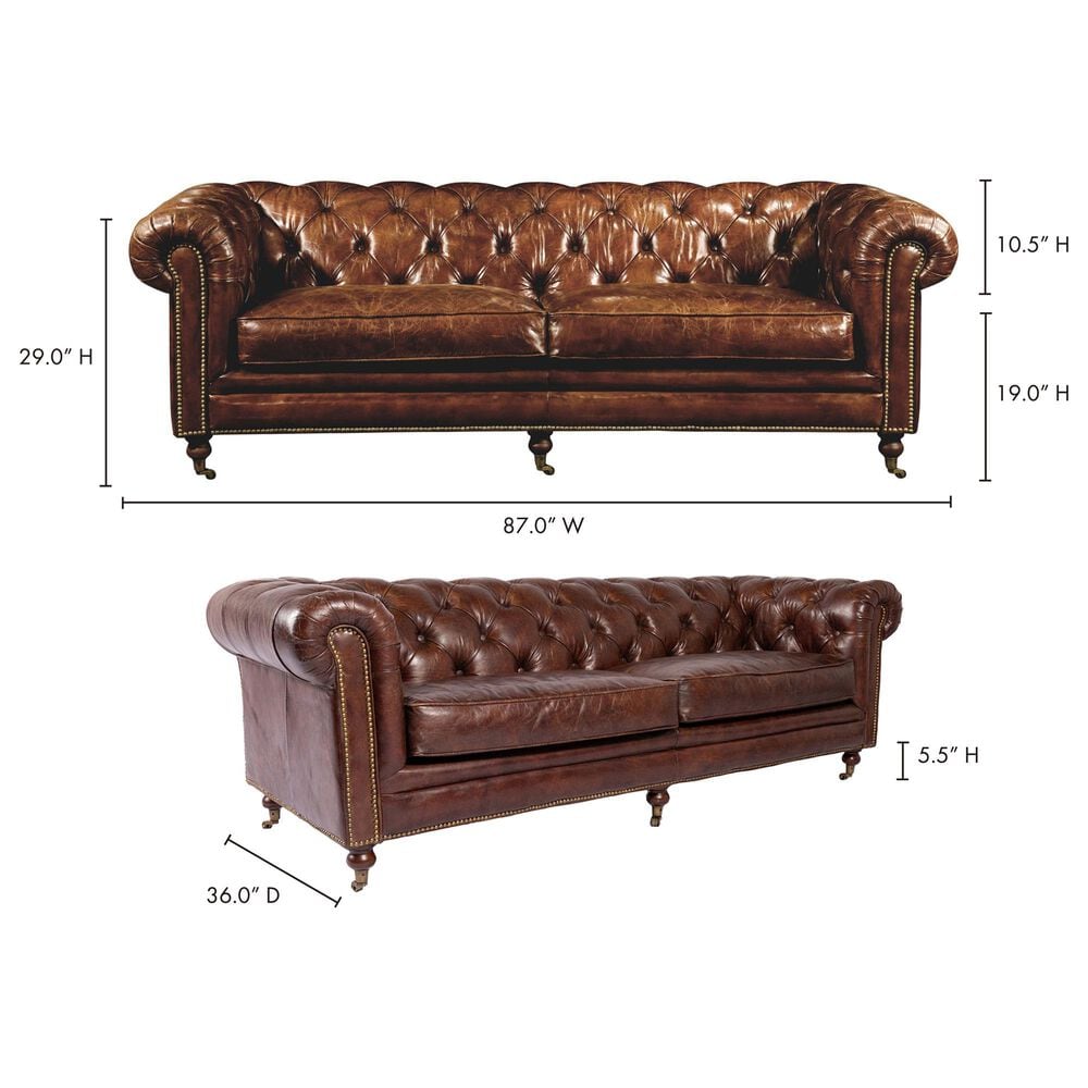 Moe's Home Collection Birmingham Sofa in Brown, , large