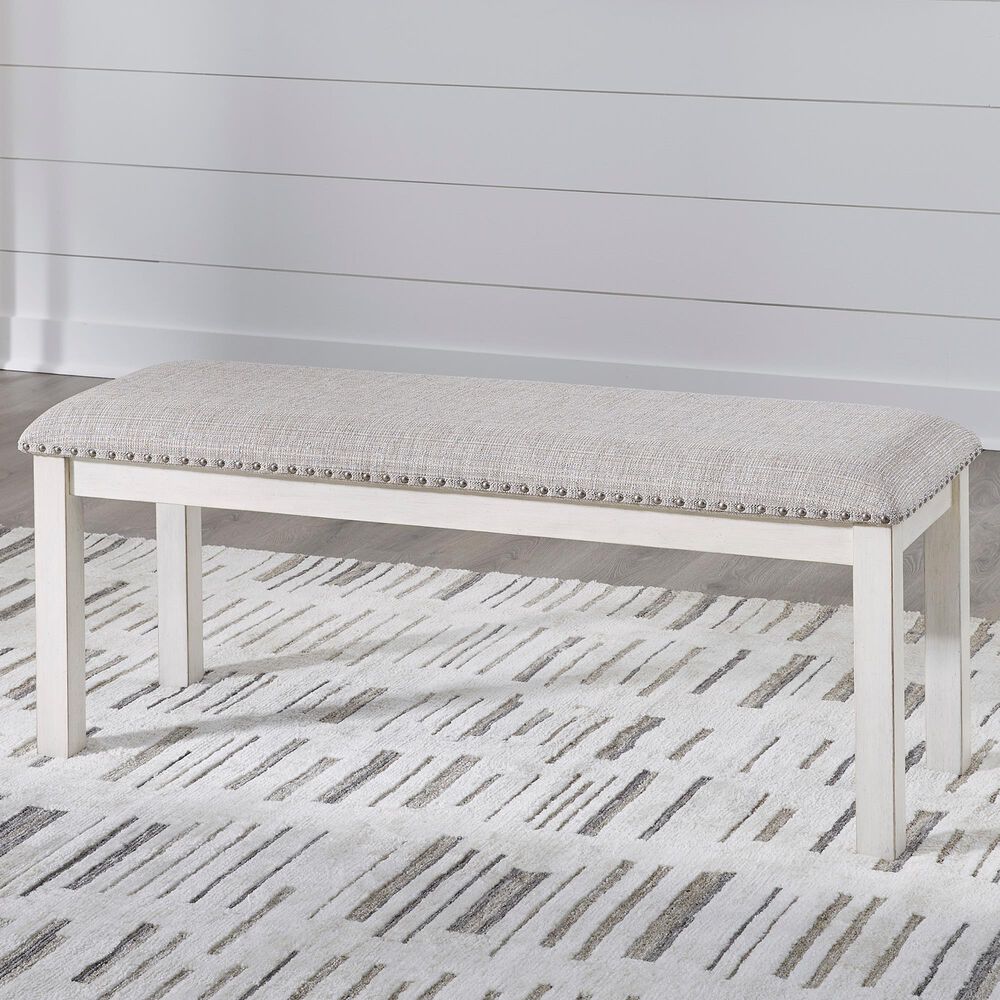 Ashley Robbinsdale Upholstered Dining Bench in Antique White, , large