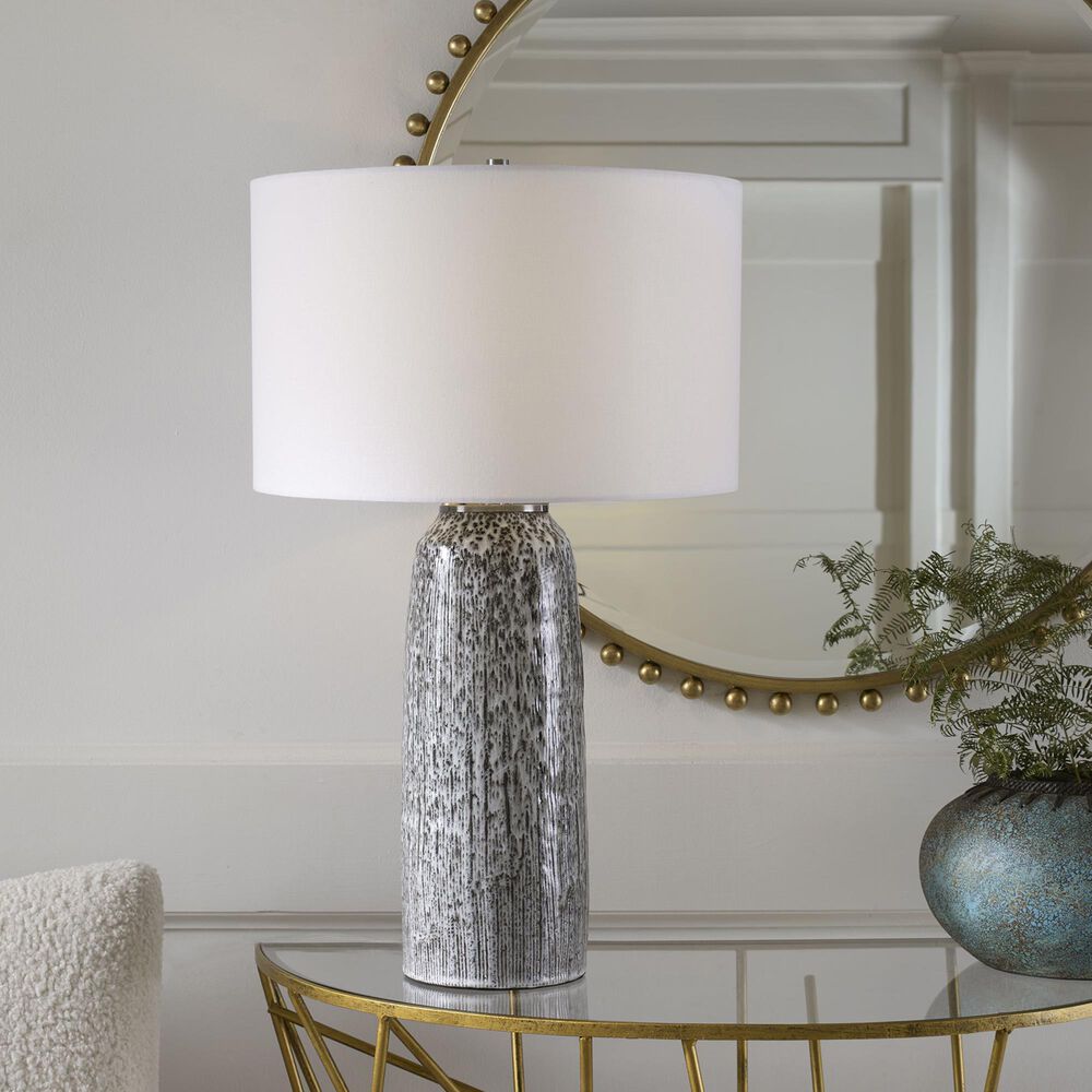 Uttermost Static Table Lamp in Black and White Glaze, , large