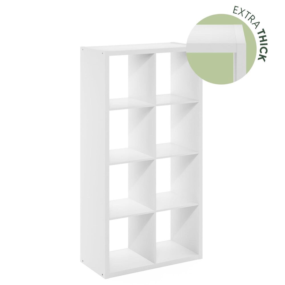 HOMLUX 8-Cube Reversible Open Back Bookshelf in White, , large