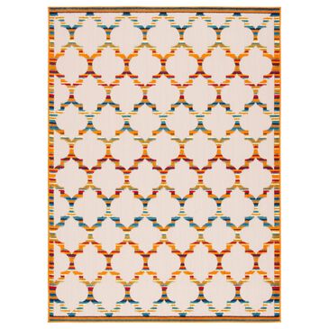Safavieh Cabana CBN333A 9" x 12" Ivory and Orange Indoor/Outdoor Area Performance Rug, , large