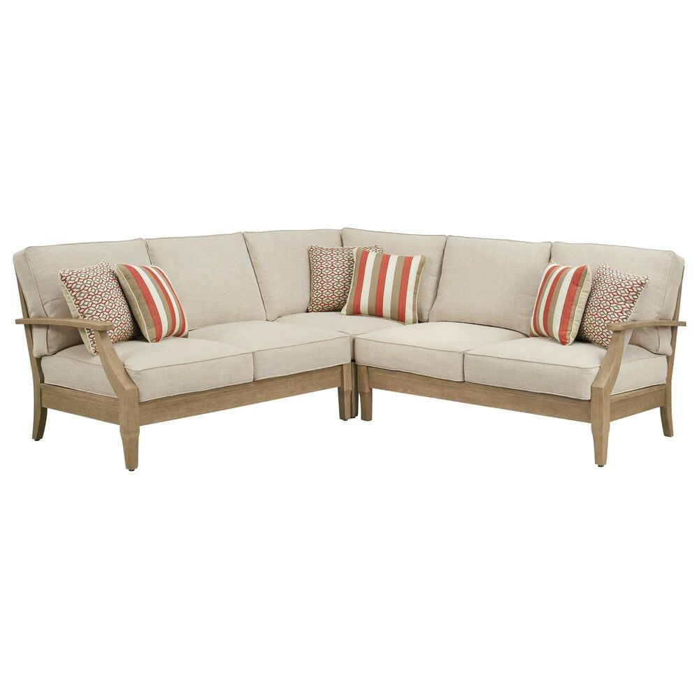 Ashley Clare View 3-Piece Outdoor Sectional in Beige, , large