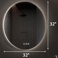 HOMLUX 32" Round Frameless LED Backlit Bathroom Vanity Mirror in Silver, , large