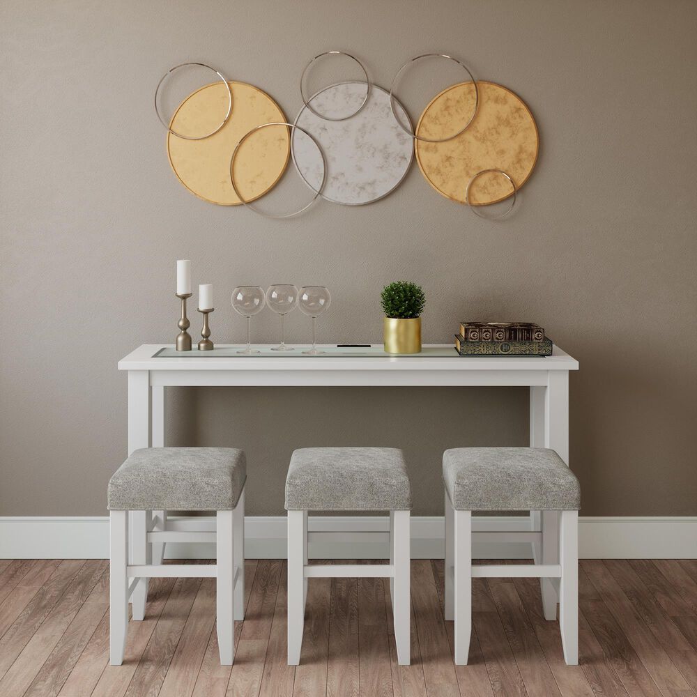 Waltham Urban Icon Sofa Console with 3 Stools in Polished White, , large