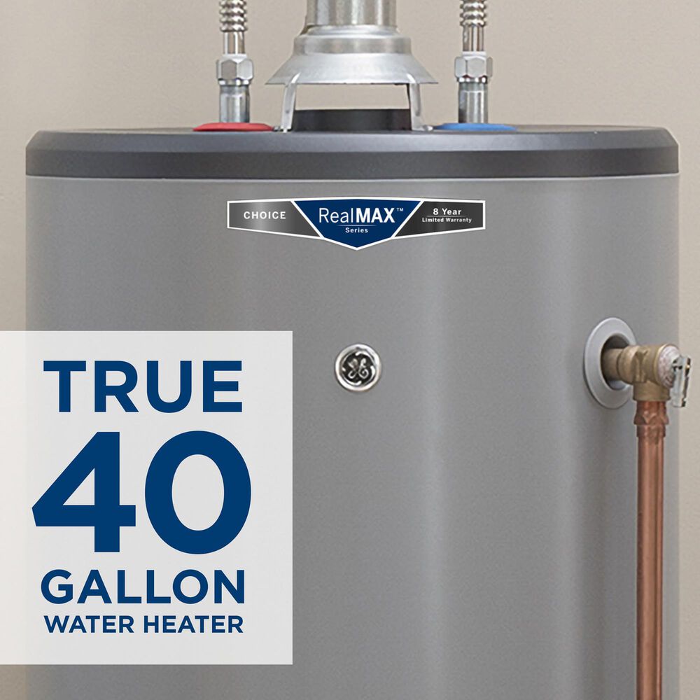 GE Appliances RealMAX Choice 40-Gallon Tall Liquid Propane Atmospheric Water Heater in Gray, , large