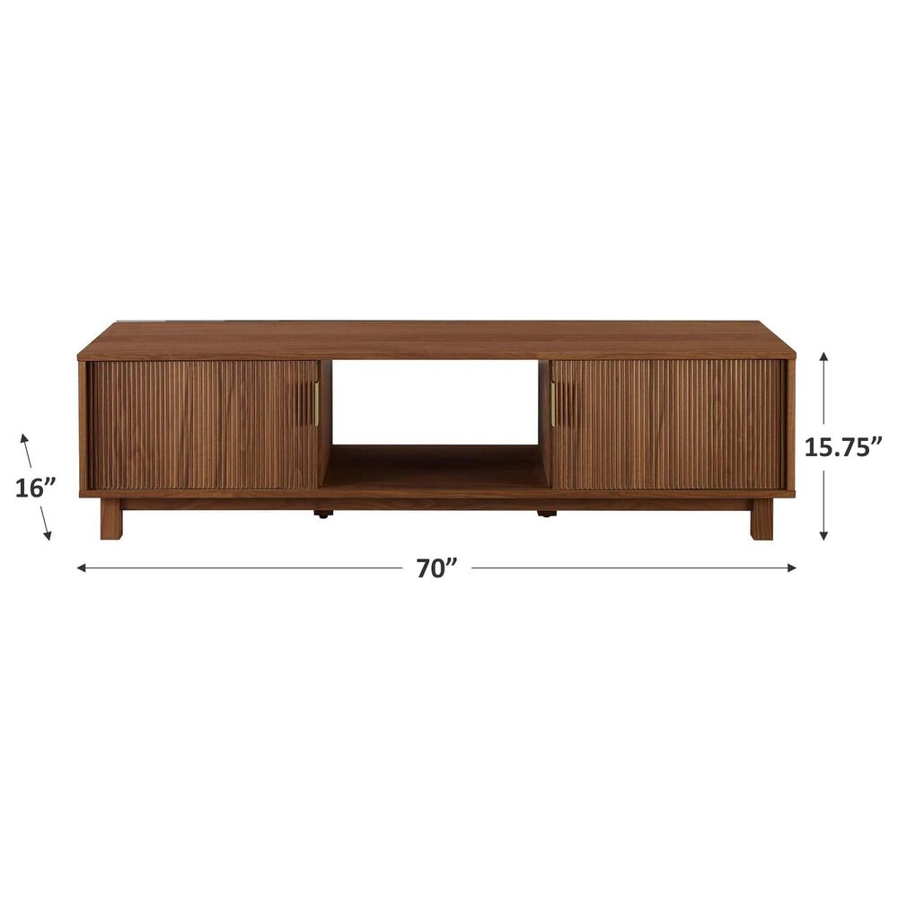Walker Edison Arundo 70&quot; 2-Door Reeded TV Stand in Mocha, , large