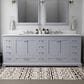 Lexora Home Dukes 84" Double Bathroom Vanity in Dark grey with 2 cm White Quartz Top and Rectangular Sinks, , large
