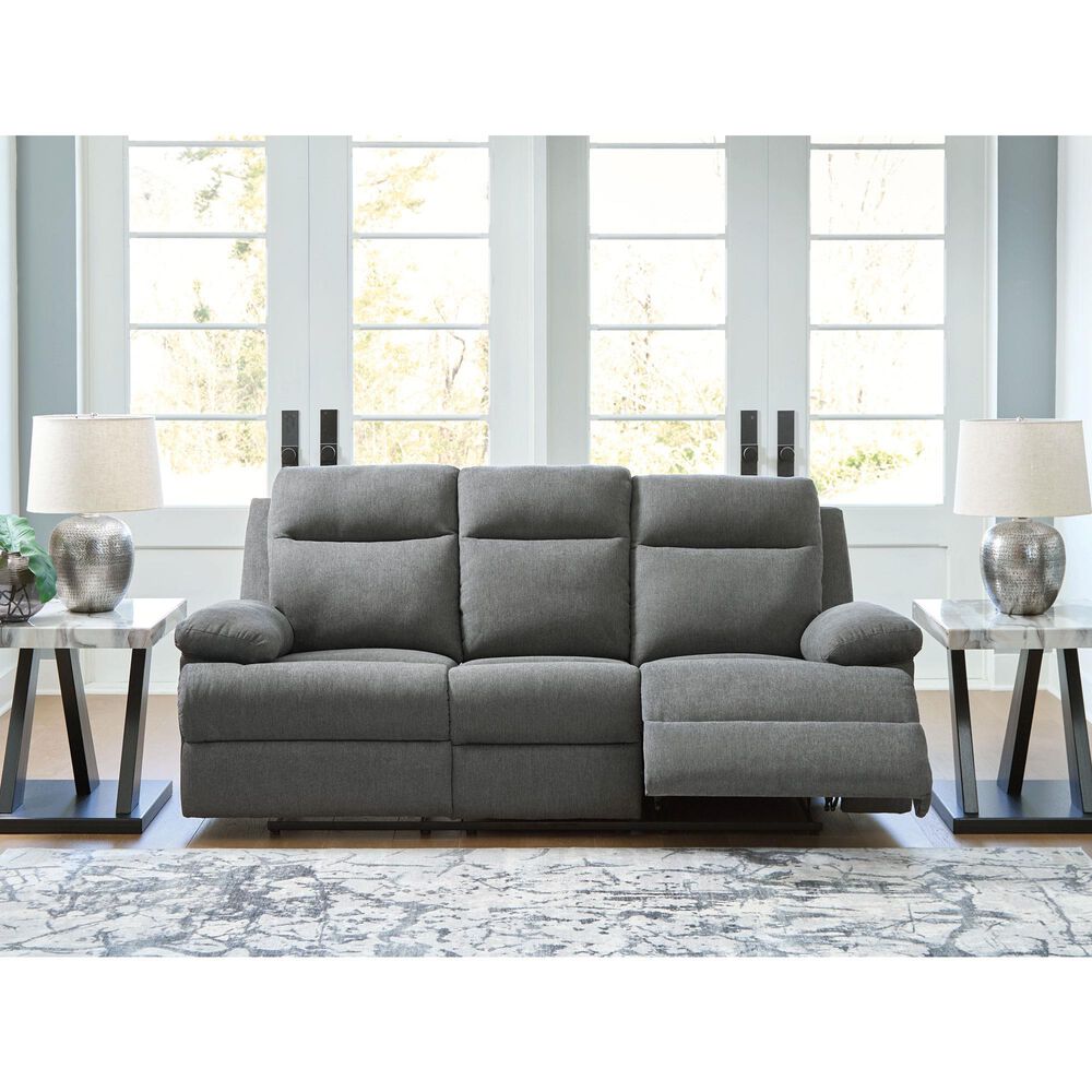 Ashley Side-Swipe Manual Reclining Sofa in Charcoal, , large