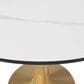 Leisuremod Bristol 40" Round Dining Table with MDF Top in Gold and Marbled White - Table Only, , large