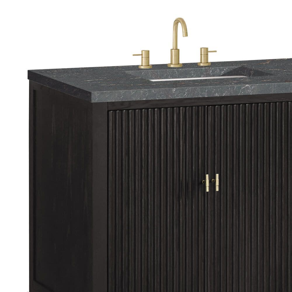 James Martin Vanities Myrrin 72&quot; Double Vanity Carbon Oak with 3 cm Parisien Bleu Quartz Top, , large