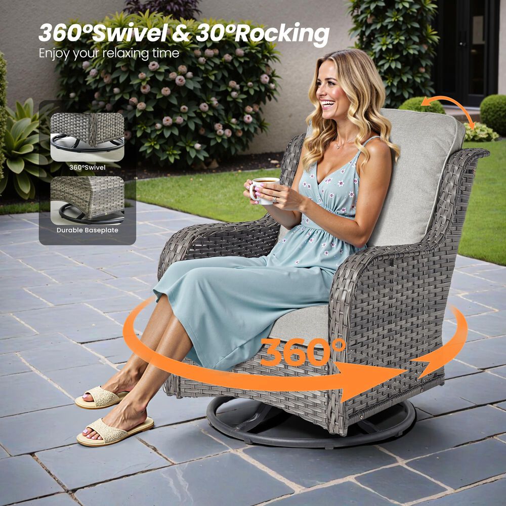 HOMLUX 5-Piece Grey Wicker Patio Set in Grey, , large