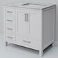 Lexora Home Jacques 36" Right Offset Single Bathroom Vanity in White with 2 cm White Carrara Marble Top and Rectangular Sink, , large