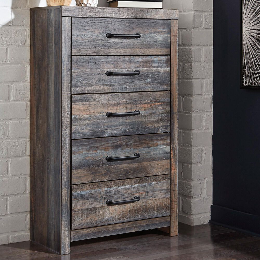 Ashley Drystan 5 Drawer Chest in Brown Rustic, , large