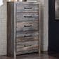 Ashley Drystan 5 Drawer Chest in Brown Rustic, , large