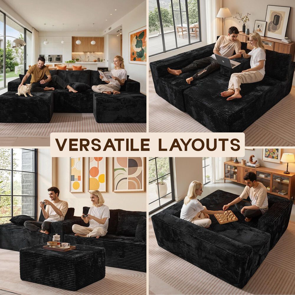 HOMLUX 108" Modular Sofa Set in Black, , large