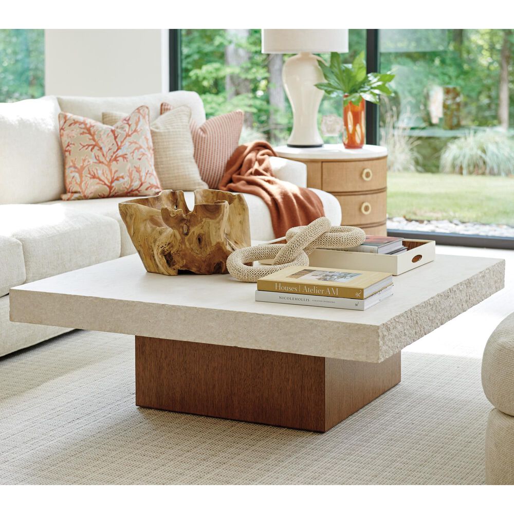 Lexington Home Brands Palm Desert Shadow Mountain Square Cocktail Table in Sierra Tan and Anticato, , large