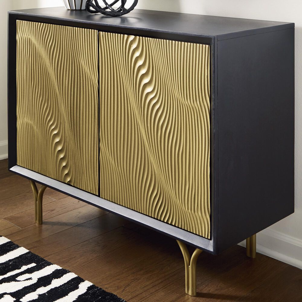 Ashley Tayner Accent Cabinet in Black and Gold, , large