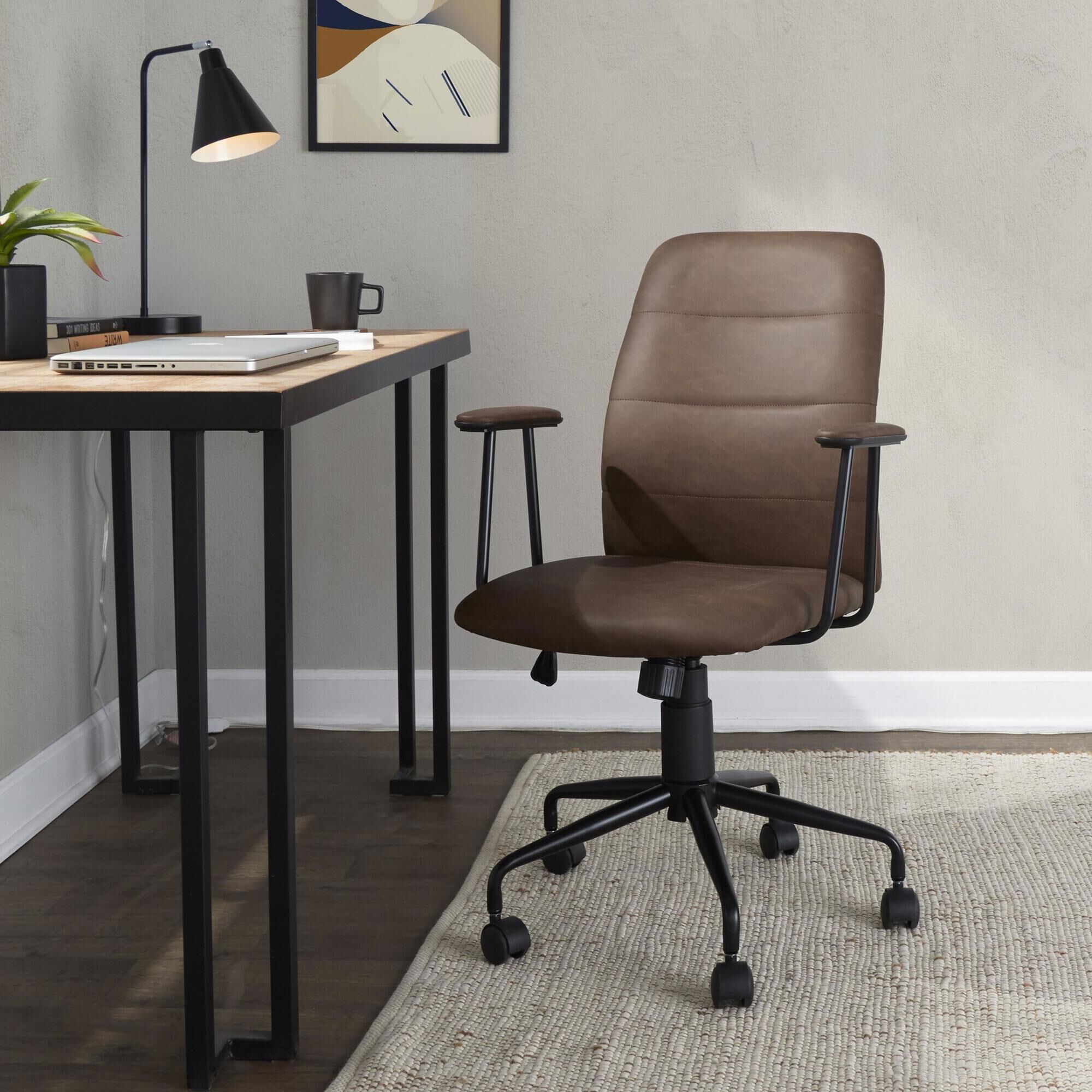 Lumisource Fredrick Office Chair with Espresso Cushion in Black
