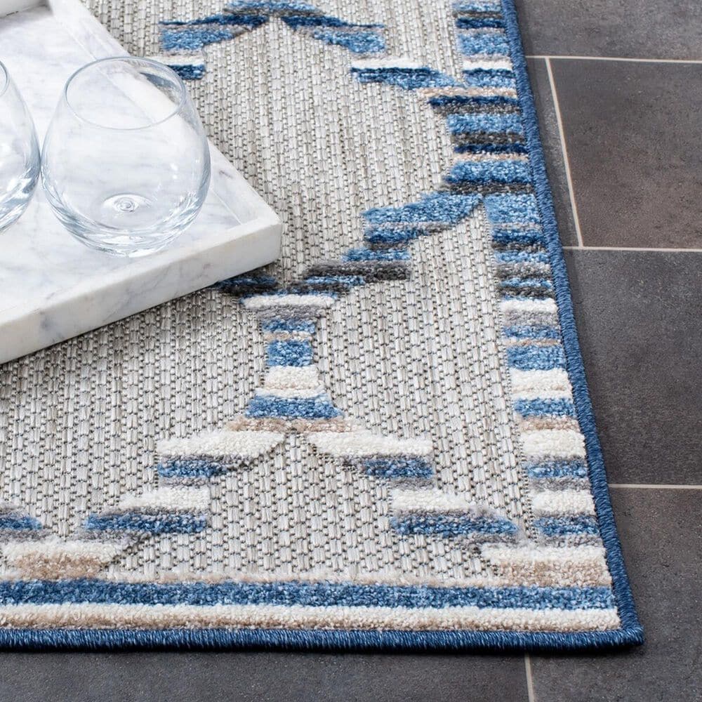 Safavieh Cabana CBN333G 6&#39;7&quot; Square Grey and Blue Indoor/Outdoor Area Performance Rug, , large