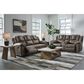 Ashley Lowilla Manual Double Reclining Loveseat with Console in Driftwood, , large