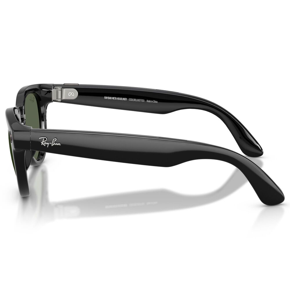 Rayban Glasses Headliner Gen 2 High Bridge Fit Sunglasses with Green Lenses in Shiny Black, , large