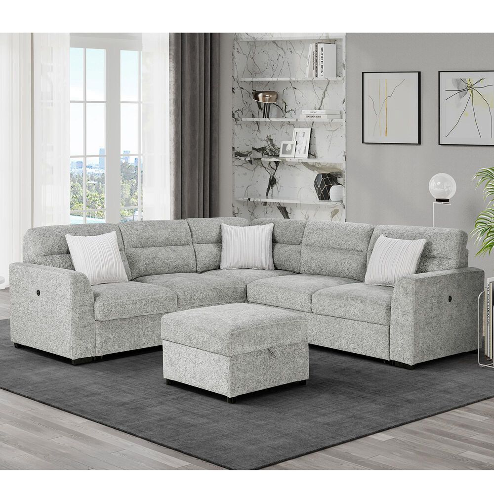 Global Furniture USA Walker 6-Piece Convertible Sectional in Nickel, , large