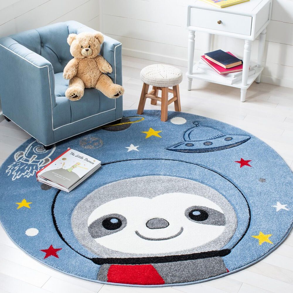 Safavieh Carousel Outer Space 3&#39; Round Blue and Grey Kids  Area Rug, , large