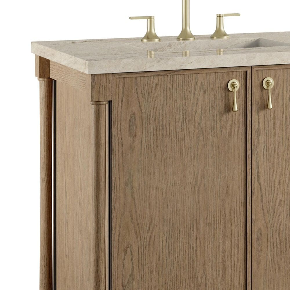 James Martin Kinnsden 72" Double Bathroom Vanity in Weathered Oak with 3 cm Tajnar Eclos Top and Rectangular Sinks, , large
