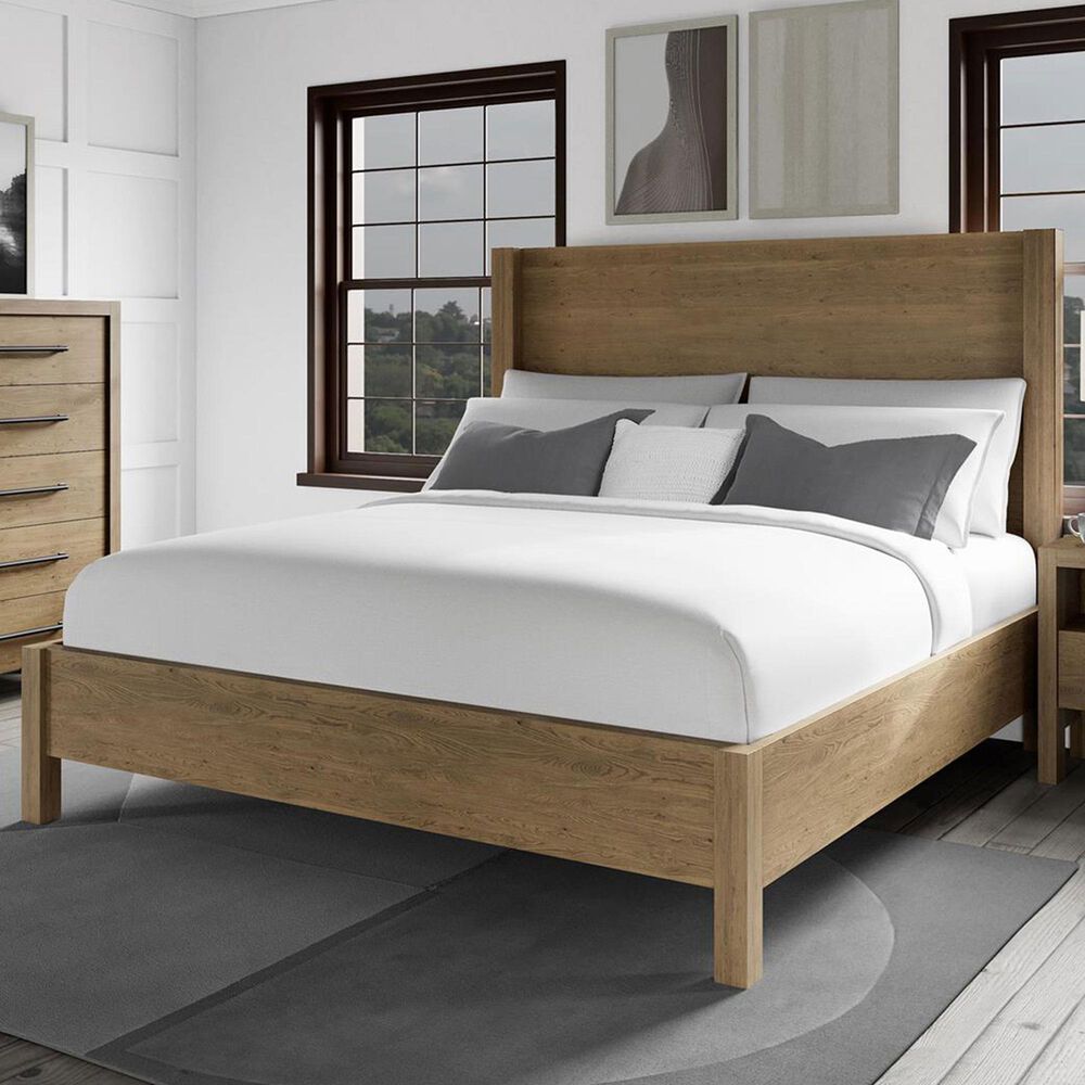Shannon Hills Davie King Wood Panel Bed in Pale Oak, , large