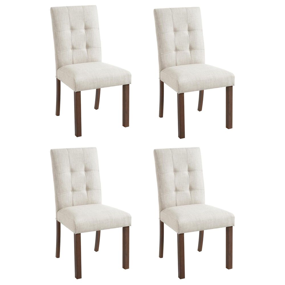 Hearth and Haven Side Chair with Beige Cushion in Wanut (Set of 4), , large