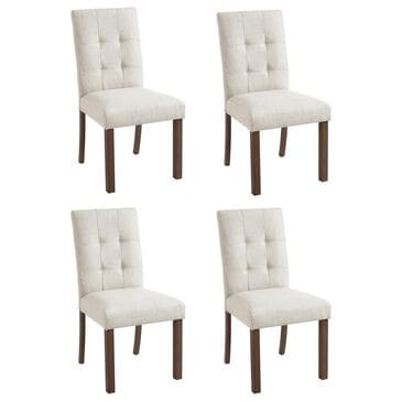 Hearth and Haven Side Chair with Beige Cushion in Wanut (Set of 4), , large