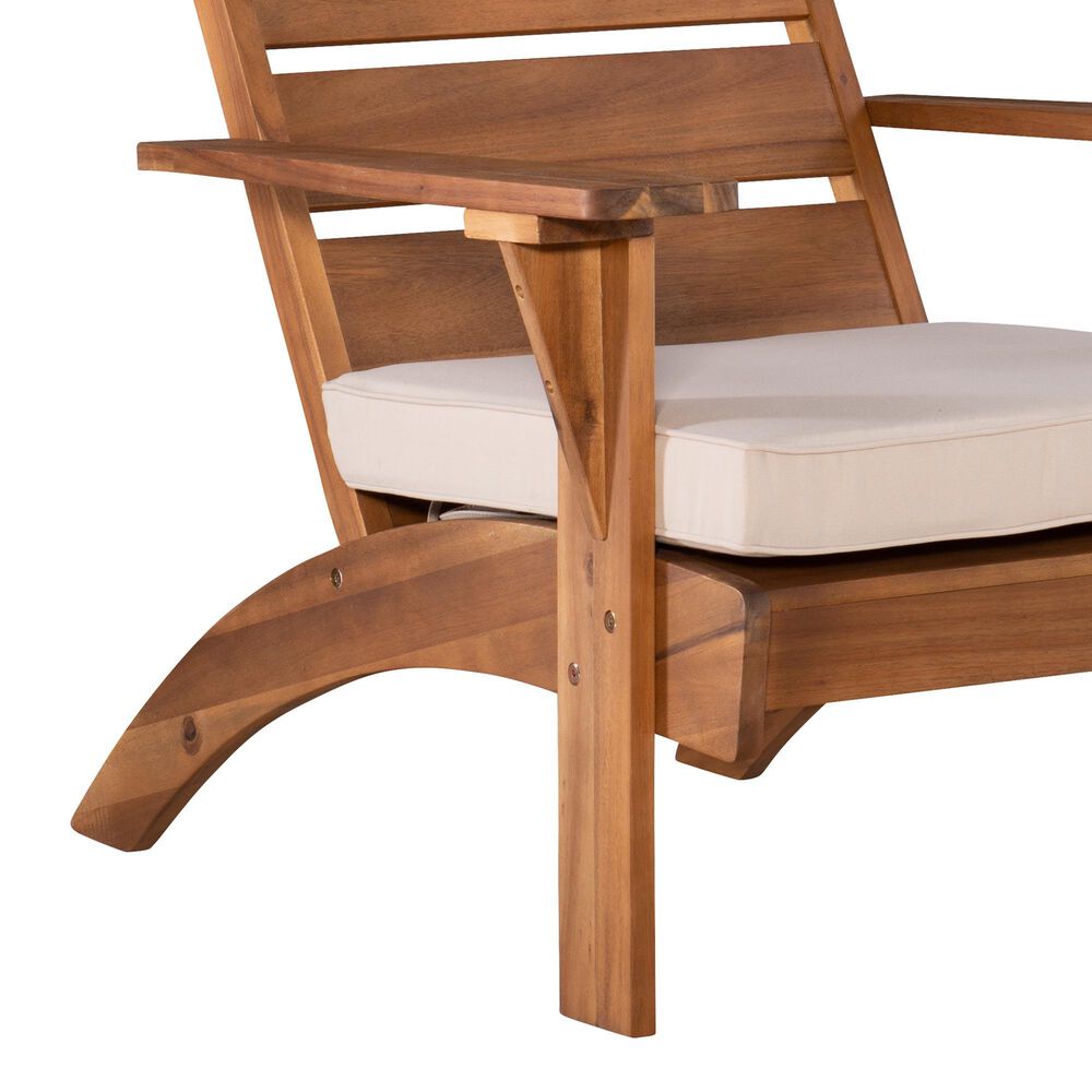 Linon Home Decor Rockport Patio Arm Chair with Natural Frame in Beige, , large
