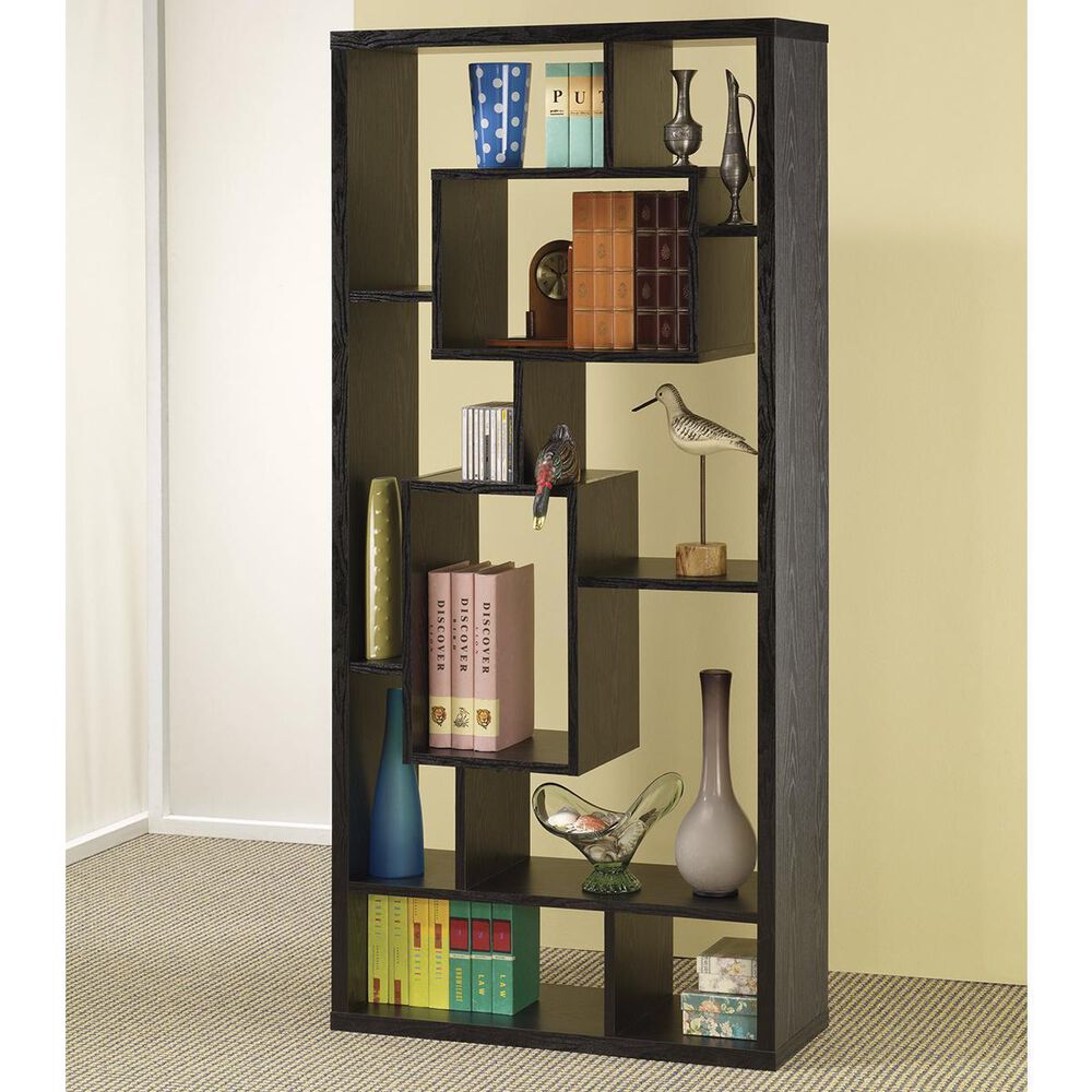 Pacific Landing Asymmetrical Cube Black Book Case with Shelves, , large
