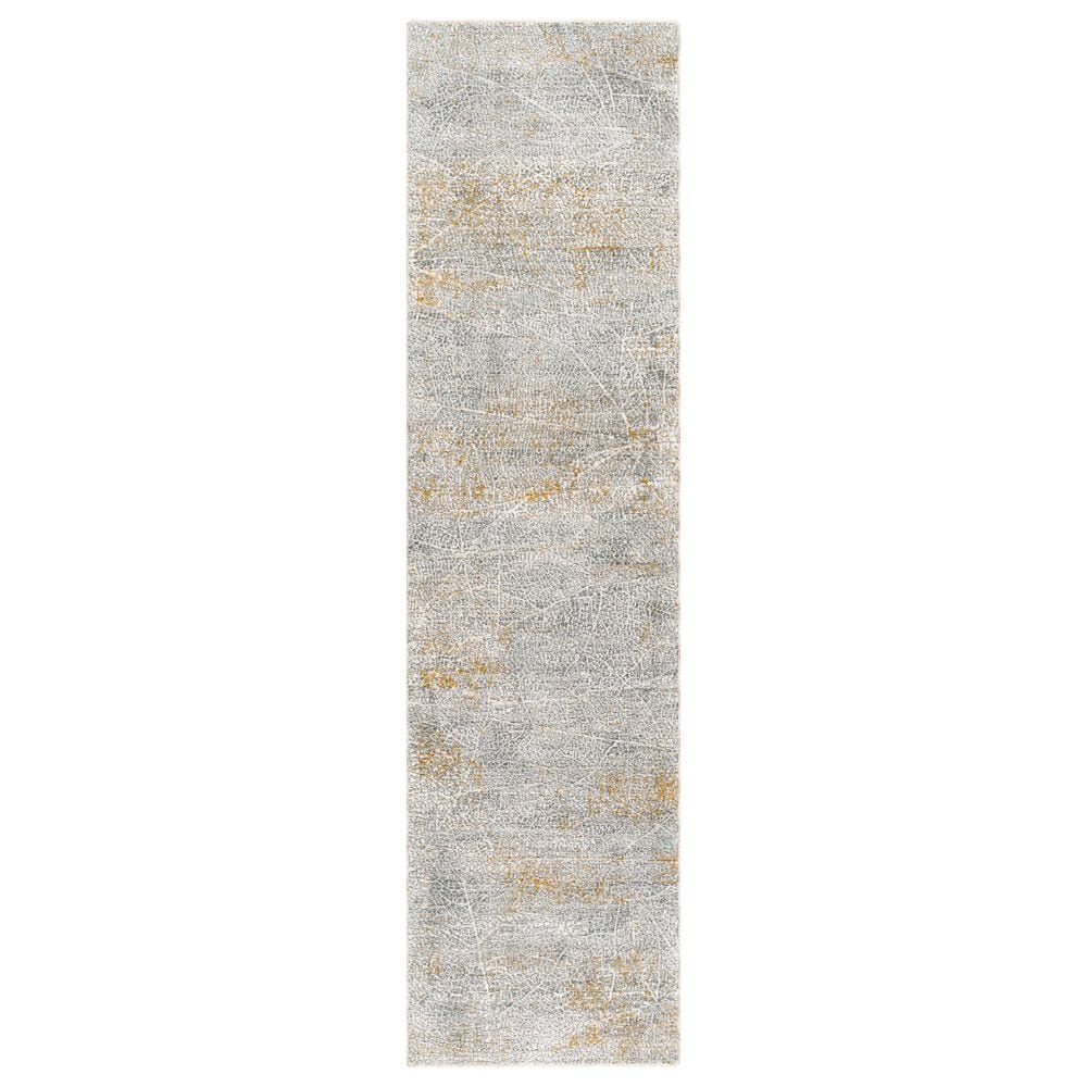 Surya Dresden Medium Gray, White, Light Slate, Gray, Mustard and Denim 2&#39;7&quot; x 7&#39;3&quot; Runner, , large