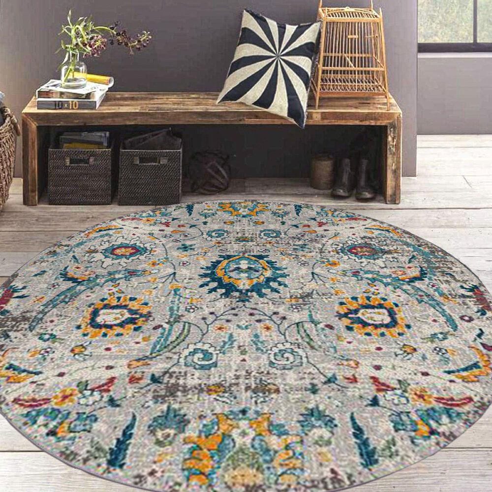 Amer Rugs Montana Transitional 7&#39;6&quot; Round Ivory and Orange Area Rug, , large