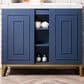 James Martin Vanities Alicante 39.5" Single Bathroom Vanity in Azure Blue and Radiant Gold with 5 cm White Glossy Resin Top and Rectangular Sink, , large