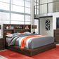 Riva Ridge Modern Loft Queen Bookcase Platform Bed in Brownstone with USB Ports, , large